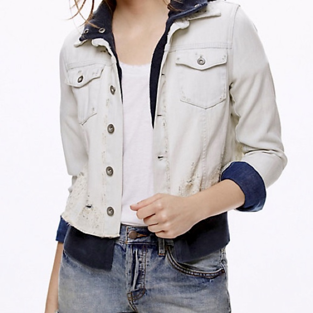 Free People Distressed Denim Jacket